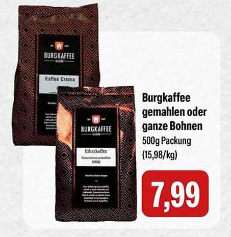 Burgkaffee gemahlen oder ganze Bohnen 500g