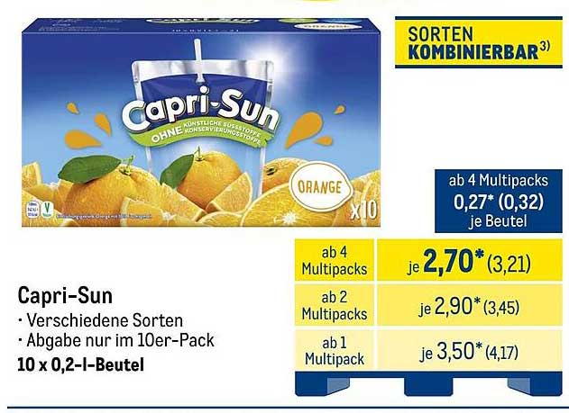 Capri-Sun 10 x 0,2-l-Beutel - Verschiedene Sorten