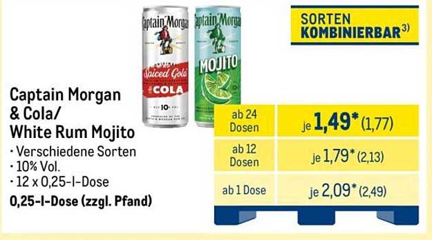 Captain Morgan & Cola/White Rum Mojito - verschiedene Sorten