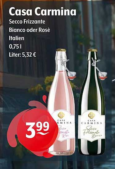 Casa Carmina Secco Frizzante Bianco oder Rosé 0,75 l