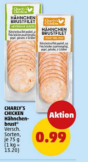 CHARLY'S CHICKEN Hähnchenbrustfilet, verschiedene Sorten, 75 g