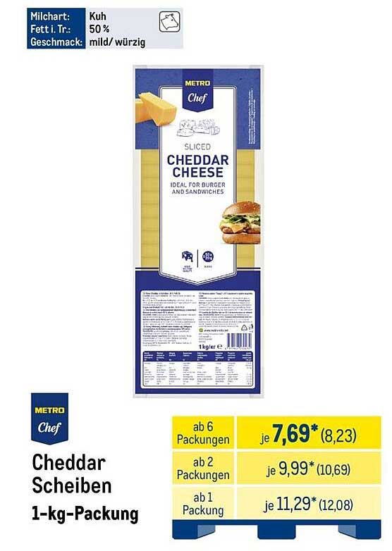 Cheddar Scheiben 1-kg-Packung