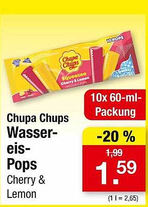 Chupa Chups Wassereis-Pops Cherry & Lemon (10x 60-ml Packung)
