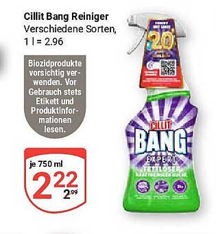 Cillit Bang Reiniger – Verschiedene Sorten, 750 ml für 2,22 €