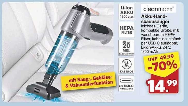 cleanmaxx Akku-Handstaubsauger