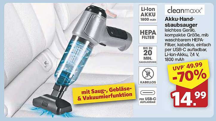 cleanmaxx Akku-Handstaubsauger