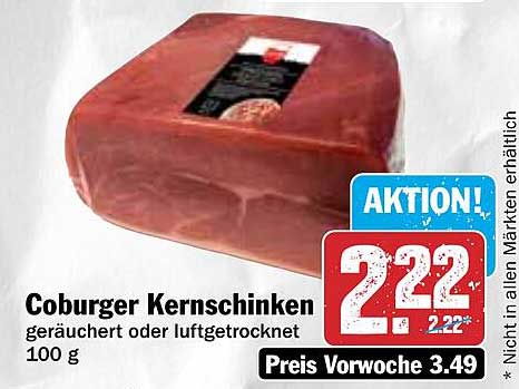 Coburger Kernschinken, geräuchert oder luftgetrocknet, 100 g
