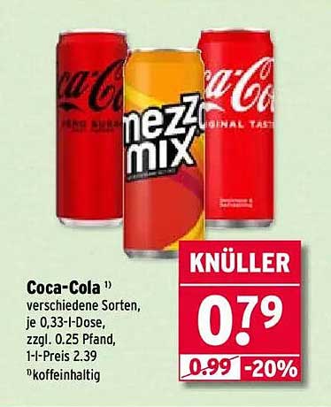 Coca-Cola 0,33 l-Dose (verschiedene Sorten)