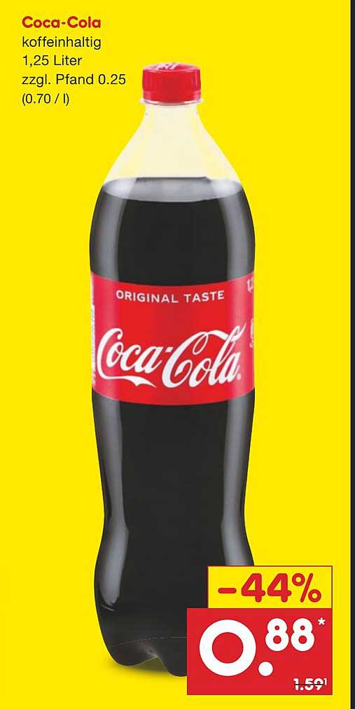 Coca-Cola 1,25 Liter - koffeinhaltig zum Sparpreis