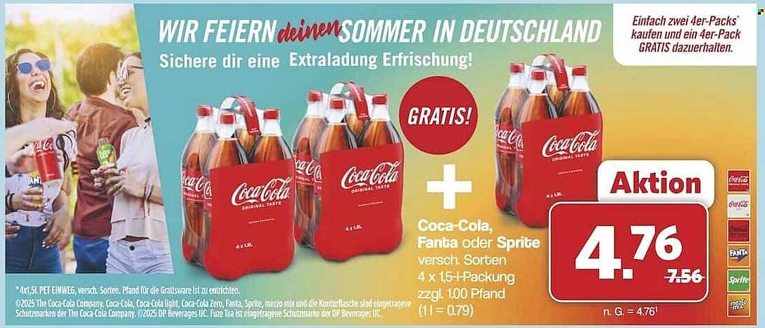 Coca-Cola, Fanta oder Sprite - 4 x 1,5 Liter Packung zum Aktionspreis