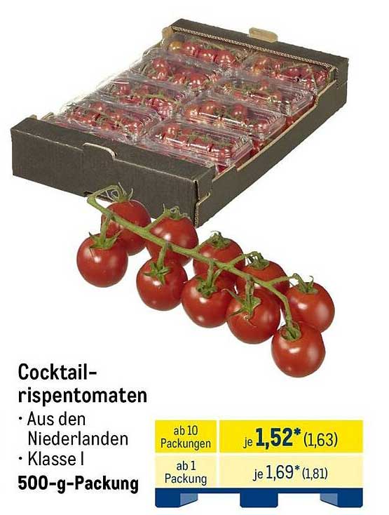 Cocktailrispen-Tomaten aus den Niederlanden, 500-g-Packung