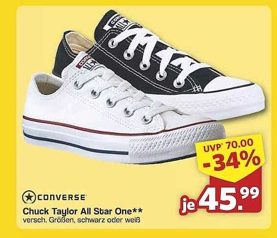Converse Chuck Taylor All Star One - Verschiedene Größen in Schwarz oder Weiß