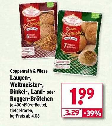 Coppenrath & Wiese Laugen-, Weltmeister-, Dinkel-, Land- oder Roggen-Brötchen 400-490 g