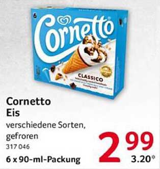 Cornetto Eis - verschiedene Sorten, gefroren