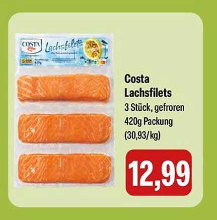Costa Lachsfilets 3 Stück, gefroren - 420g Packung