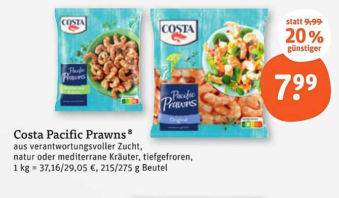 Costa Pacific Prawns – Tiefgekühlte Garnelen aus verantwortungsvoller Zucht