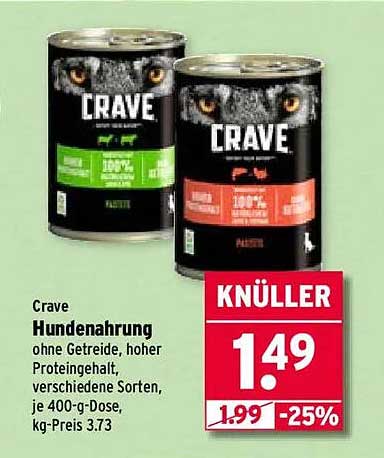 Crave Hundenahrung, 400-g-Dose, verschiedene Sorten
