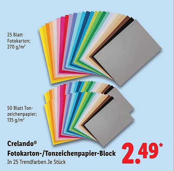 Crelando® Fotokarton-/Tonzeichenpapier-Block