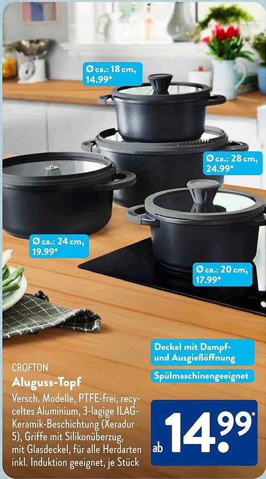 CROFTON Aluguss-Topf - Vielfältige Modelle für jeden Herd
