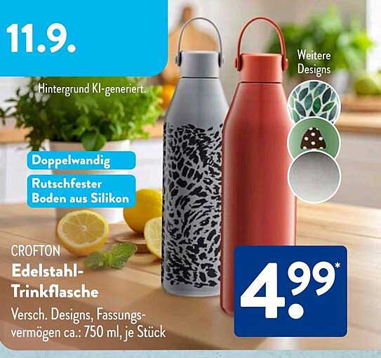 CROFTON Edelstahlt-Trinkflasche