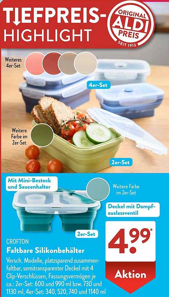 Crofton Faltbare Silikonbehälter 4er-Set