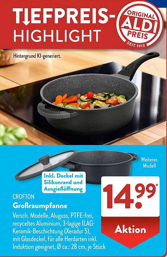 CROFTON Großraumpfanne mit Glasdeckel