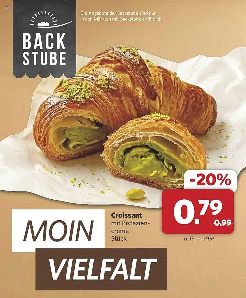 Croissant mit Pistaziencreme Stück