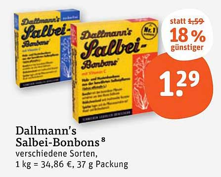 Dallmann's Salbei-Bonbons, verschiedene Sorten