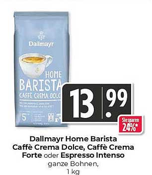 Dallmayr Home Barista Caffè Crema Dolce, Caffè Crema Forte oder Espresso Intenso, ganze Bohnen, 1 kg