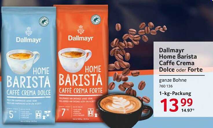 Dallmayr Home Barista Caffè Crema Dolce oder Forte – 1-kg-Packung