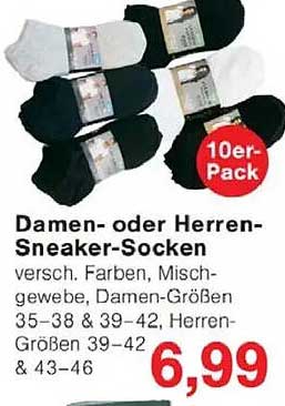 Damen- oder Herren-Sneaker-Socken 10er-Pack