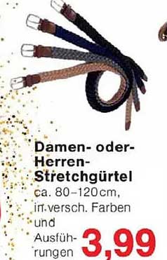 Damen- oder Herren-Stretchgürtel ca. 80-120cm, in versch. Farben und Ausführungen