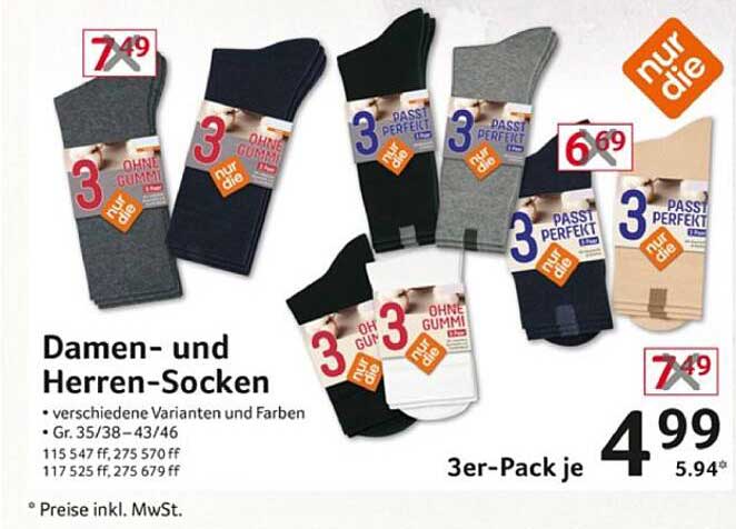 Damen- und Herren-Socken 3er-Pack