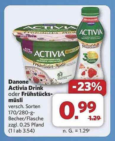 Danone Activia Drink oder Frühstücks-Müsli