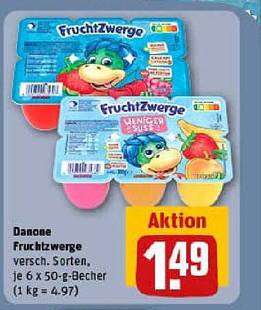 Danone FruchtZwerge - Verschiedene Sorten, 6 x 50 g-Becher