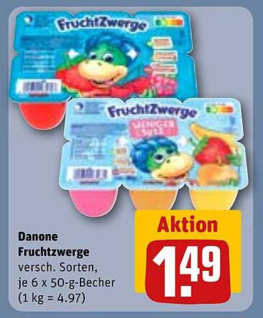 Danone Fruchtzwerge, verschiedene Sorten, je 6 x 50-g-Becher