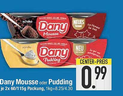 Dany Mousse oder Pudding, je 2x 60/115g Packung