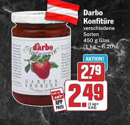 Darbo Konfitüre - verschiedene Sorten (450 g Glas)