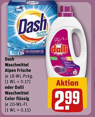 Dash Waschmittel Alpen Frische oder Dalli Waschmittel Color flüssig