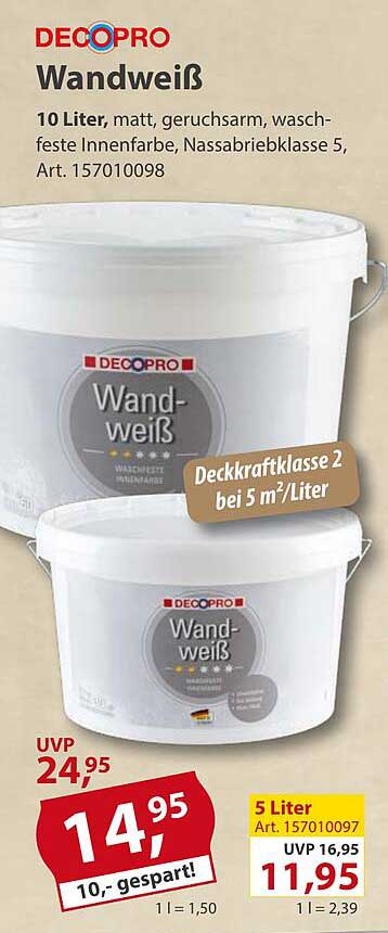 DECOPRO Wandweiß - 10 Liter Eimer