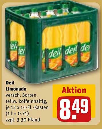 Deit Limonade, verschiedene Sorten, 12 x 1-L-Fl.-Kasten