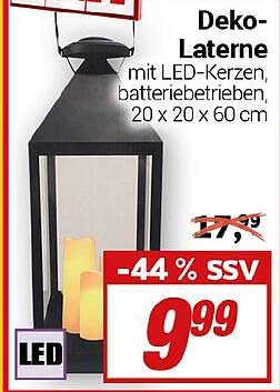 Deko-Laterne mit LED-Kerzen, batterie betrieben, 20 x 20 x 60 cm