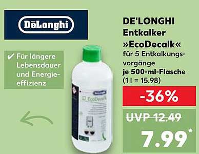 DE'LONGHI Entkalker »EcoDecalk« für 5 Entkalkungsvorgänge 500-ml-Flasche