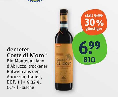 demeter Coste di Moro - Bio-Montepulciano d'Abruzzo, trockener Rotwein