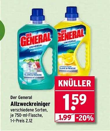 Der General Allzweckreiniger verschiedene Sorten, je 750-ml-Flasche