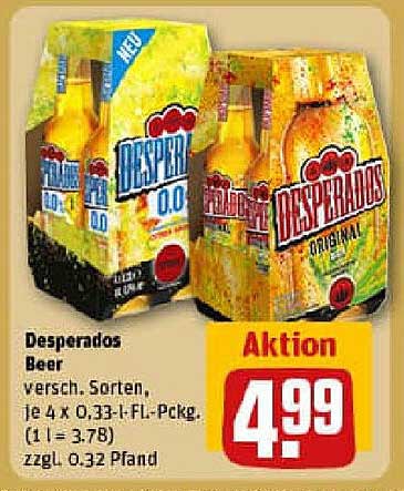 Desperados Bier - verschiedene Sorten, je 4 x 0,33-l-Packung