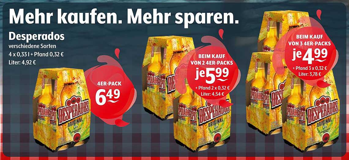 Desperados - verschiedene Sorten 4er-Pack