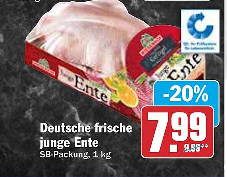 Deutsche frische junge Ente SB-Packung, 1 kg
