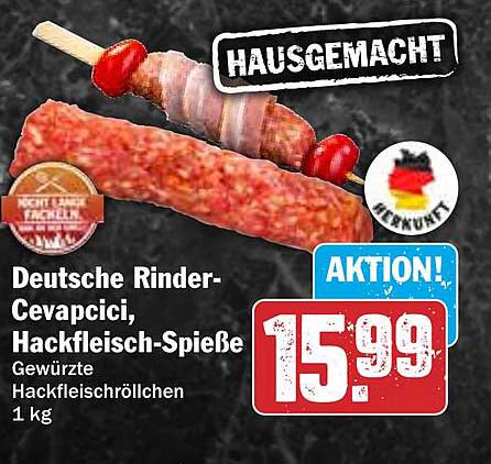 Deutsche Rinder-Cevapcici, Hackfleisch-Spieße