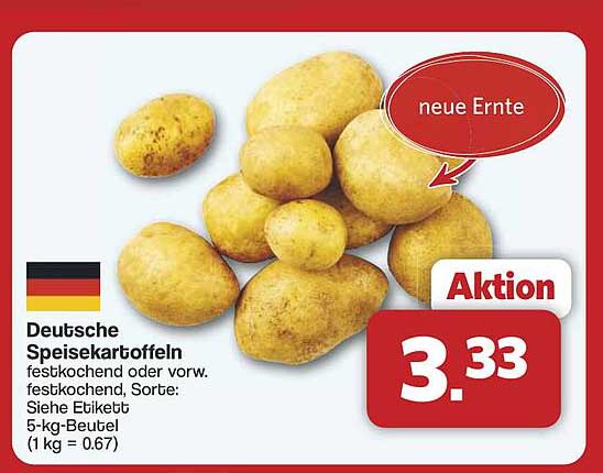 Deutsche Speisekartoffeln festkochend oder vorf. festkochend, 5-kg-Beutel